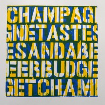 CHAMPAGNE TASTES (YELLOW & BLUE) | Xilography | 37.5x36cm | 2014