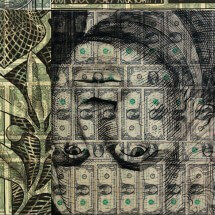 IN GOD WE TRUST | Bills and acrylic on canvas | 120x180cm | 2012